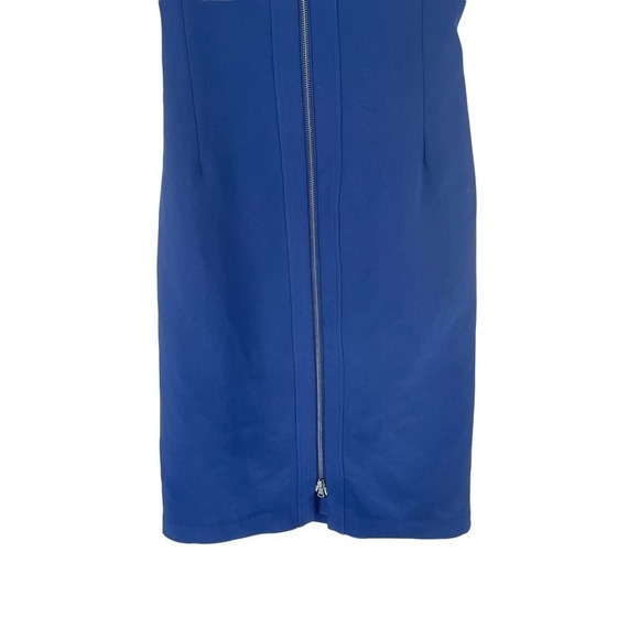 𝅺toccin (NY) BLUE MOCK NECK  DRESS WITH 1/2 SLEEVES, BELT TIE - Picture 8 of 10